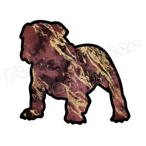 Marbled Maroon Bulldog Sublimation DTF PNG