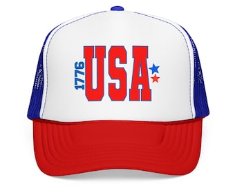 USA Retro Collegiate Foam Trucker Hat | Patriotic Stars 1776