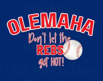 DIGITAL PNG Olemaha 26 Red and Blue Baseball Rebels dtf sublimation