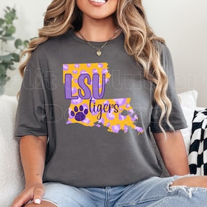 Leopard Purple and Gold Louisiana State LSU Tigers DTF Sublimation PNG