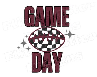 DIGITAL PNG Maroon and White Game Day Football Sublimation DTF