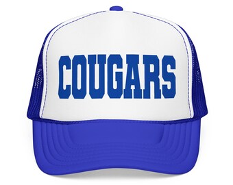 Cougars Foam Trucker Hat | Blue White Mesh Team Cap