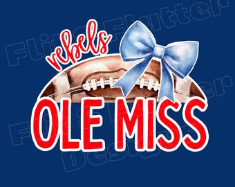 DIGITAL PNG Ole Miss Rebels Football Hotty Toddy with Bow dtf sublimation png
