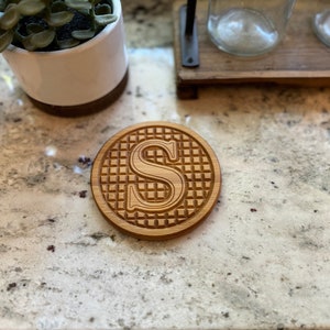 Juego de posavasos de bambú (cantidad 5): regalo de calidad con letras, personalizado
