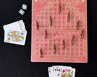 Juego de carreras de caballos, cartas, dados, regalo, personalizado, rojo
