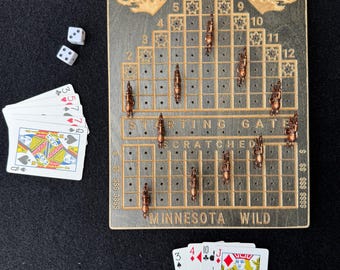 Juego de carreras de caballos, cartas, dados, regalo, personalizado, negro