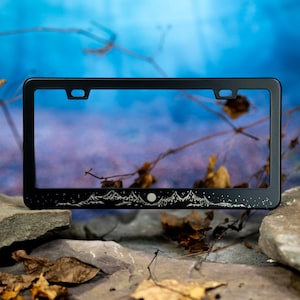 Full Moon Mountains -  Laser Etched METAL License Plate Frame