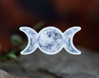 Triple Goddess Watercolor Sticker: Waxing Full Waning Moon Decal