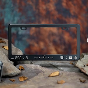 Photography Camera viewfinder Themed Laser Etched METAL License Plate Frame