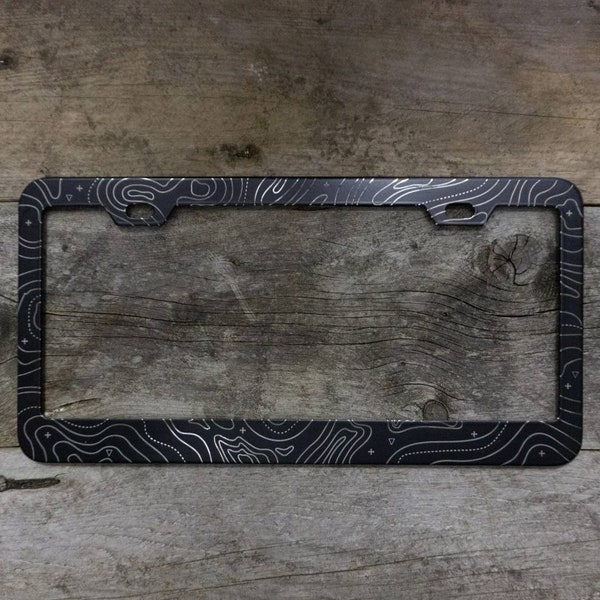 Topographic | Topography | Map | Exploration | Urbex | Discovery |  EDC -  Engraved METAL License Plate Frame