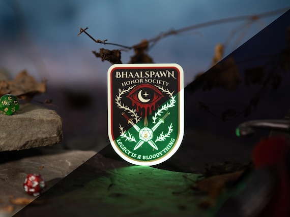Bhaalspawn Honor Society – Glow in the Dark Fantasy RPG Vinyl Sticker |  for Tabletop Adventurers BG3