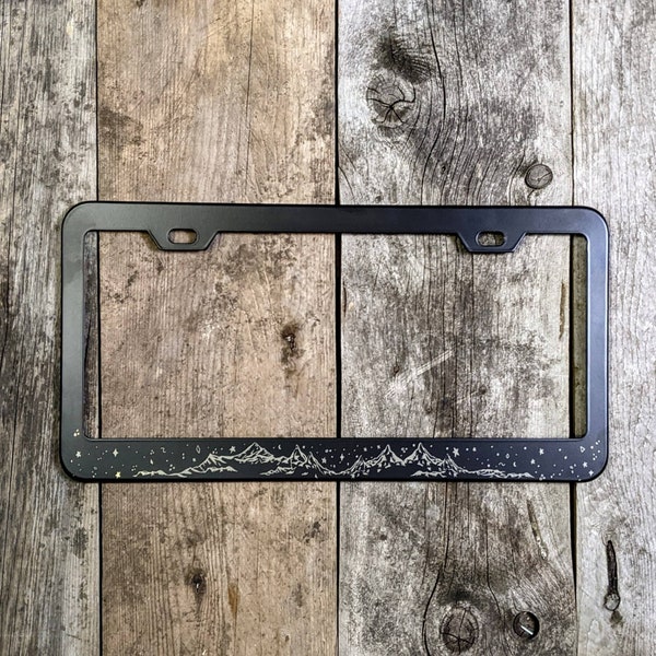 Starry Mountains -  Laser Etched METAL License Plate Frame