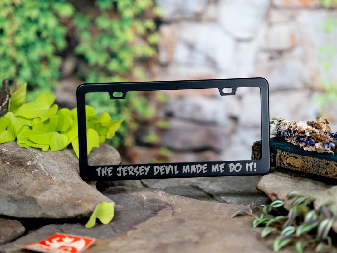 Jersey Devil License Plate Frame: Engraved Black Stainless Steel, NJ ...