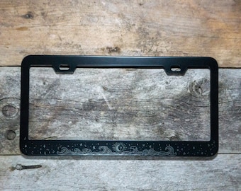 Moonlit Waves - Laser Etched METAL License Plate Frame