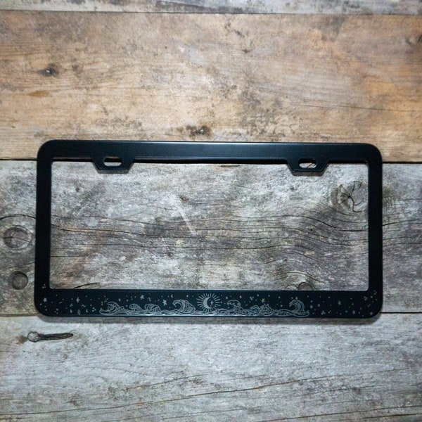 Moonlit Waves -  Laser Etched METAL License Plate Frame