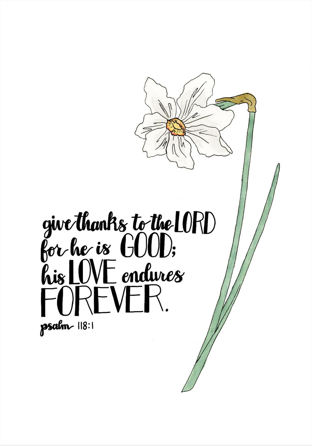 Psalm 118 1 narcissus digital download etsy