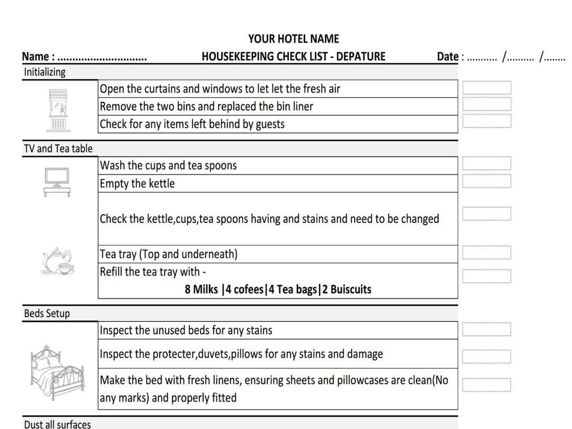 Housekeeping Checklist - Etsy