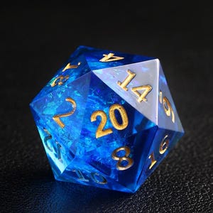 Blue DND Dice Set, Resin Sharp Edge Dice Set, D&D Dice Set for Dungeons and Dragons, Polyhedral Dice Set, D20, D6