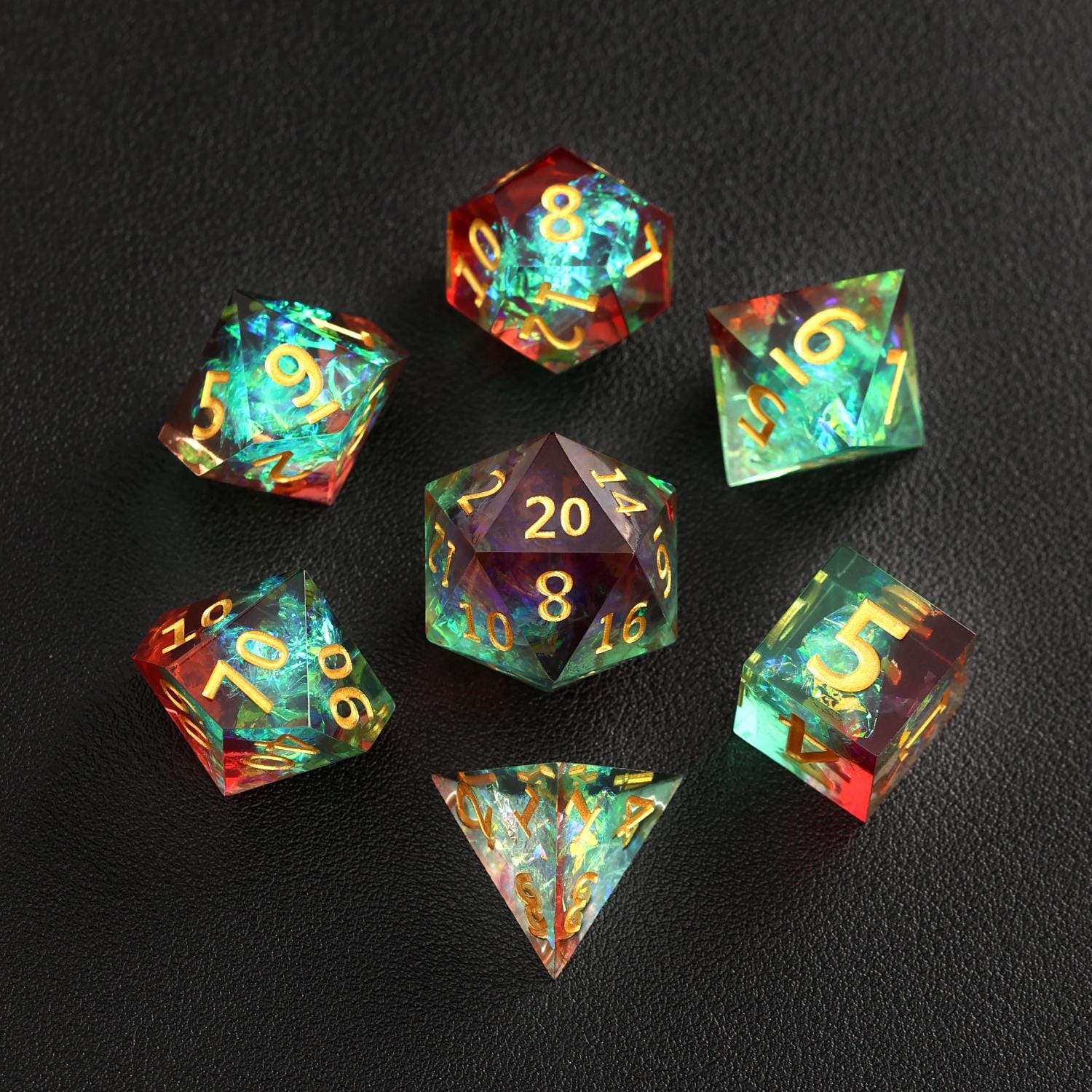 Demon's Blood DND D6, D20 Dice, Red Sharp Edge D&D Dice Set, Dungeons and Dragons Polyhedral RPG
