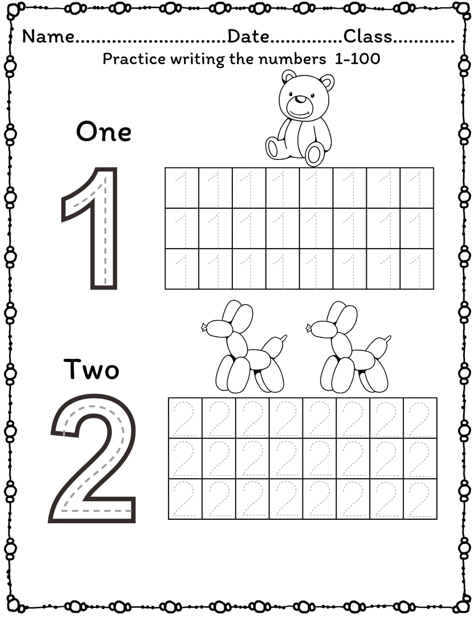 Kindergarten Worksheets Tracing Numbers 1 100 Learn Numbers 1100 Trace