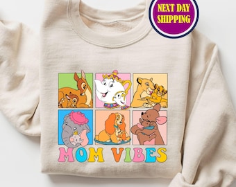 Disney Mom Vibes Sweatshirt, Retro Disney Character Mom Vibes Sweater, Disney Mom Hoodie, Mom Life Sweatshirt, 90s Mom Gift, Mothers Day