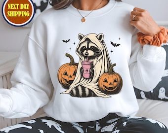 Halloween Raccoon Ghost Sweatshirt, Spooky Season Hoodie