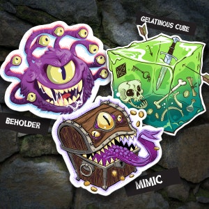 Monster 3 PACK! Vinyl Stickers | Dungeons & Dragons | Laptop Sticker | Classic Monster | Water Bottle Sicker