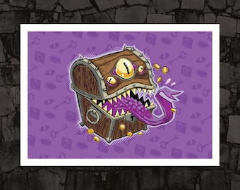 Mimic Print | 7"x5" Dungeons and Dragons Art Print | D&D | Monster