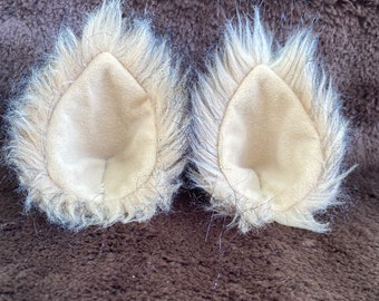 Faux Fur Clip On Costume Ears Blonde with Black highlights