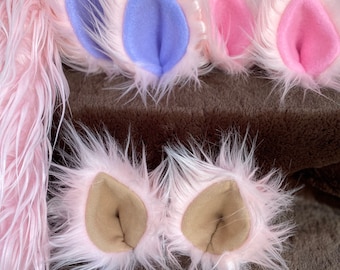 Pink Faux Fur Clip On Costume Ears