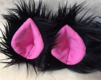 Black or White Kitty Faux Fur Clip On Costume Ears