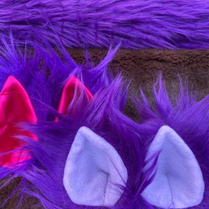 Purple Faux Fur Clip On Costume Ears