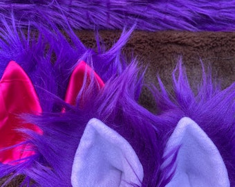 Purple Faux Fur Clip On Costume Ears