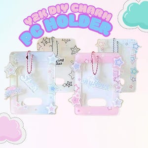 Portatarjetas fotográfico acrílico kawaii Kpop con soporte y colgante / Lindos accesorios de merchandising Kpop, funda para credencial de identificación