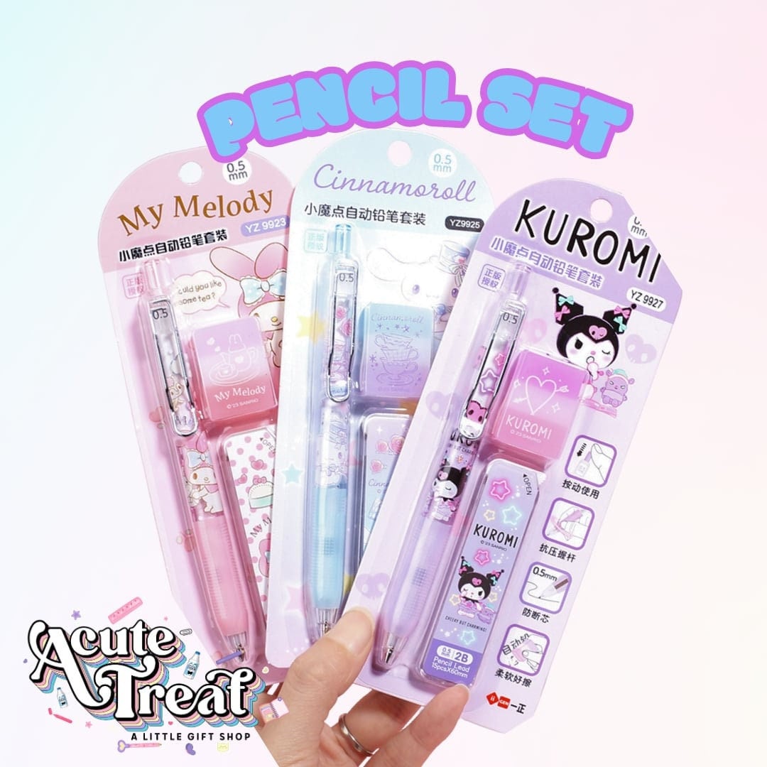 Sanrio Set of Eraser, Mechanical Pencil and Lead | Cute Kuromi My