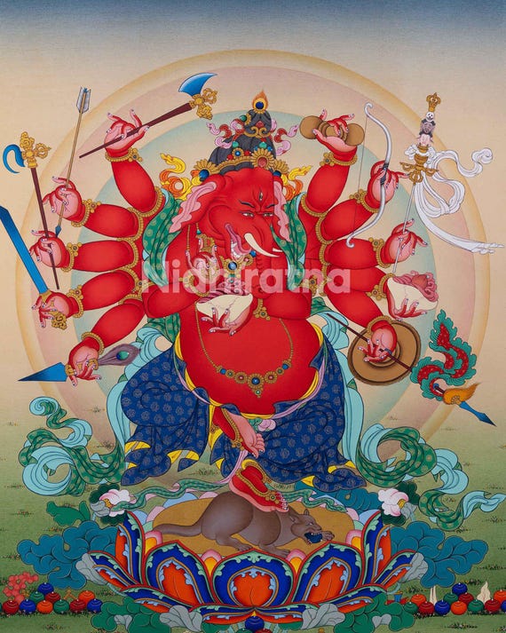 ガネーシャ・タンカ版画 | 神聖なヒンドゥー教の神々のアートワーク