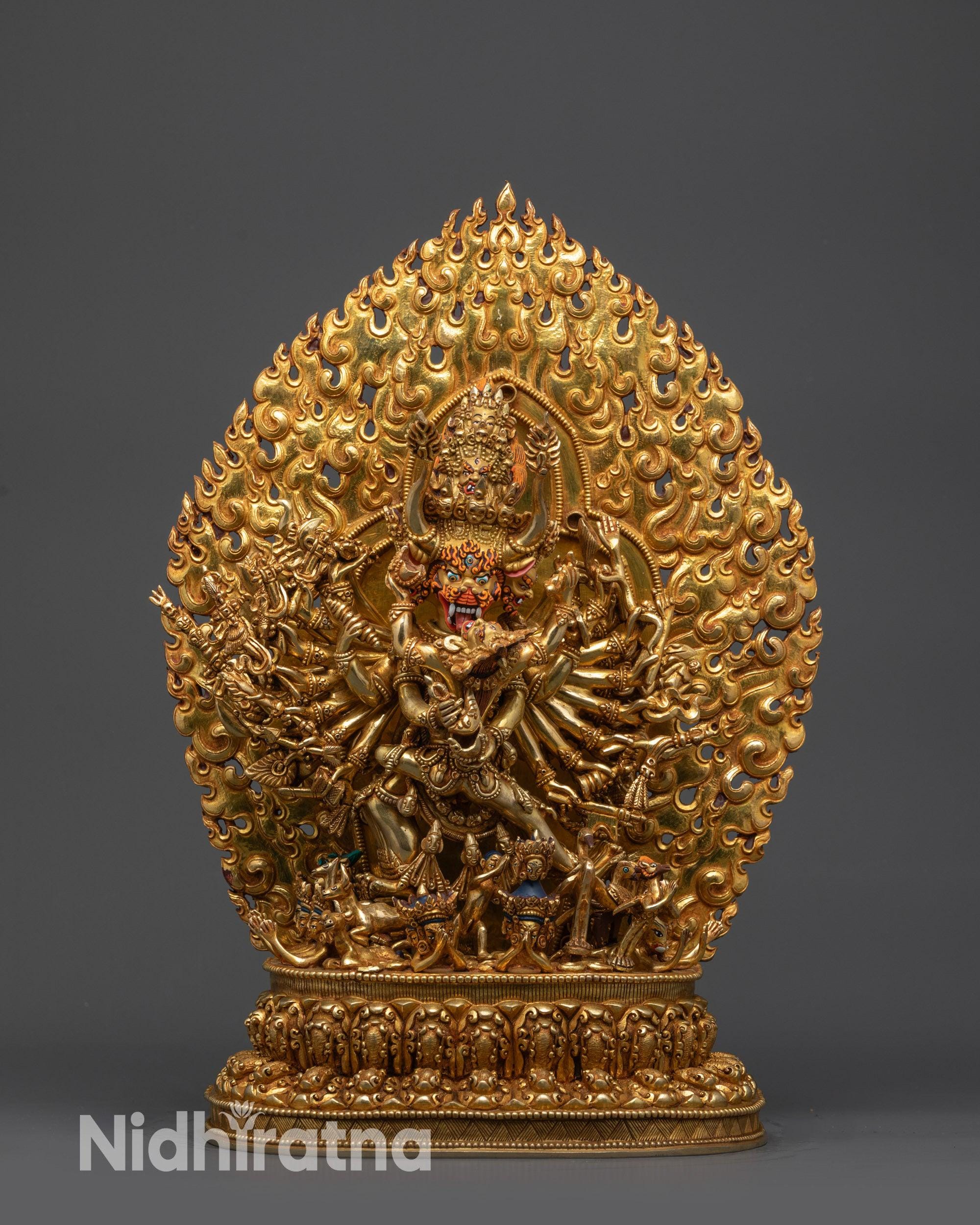 Fierce Wrathful Deity Yamantaka Statue With His Yab-yum | Buddhist