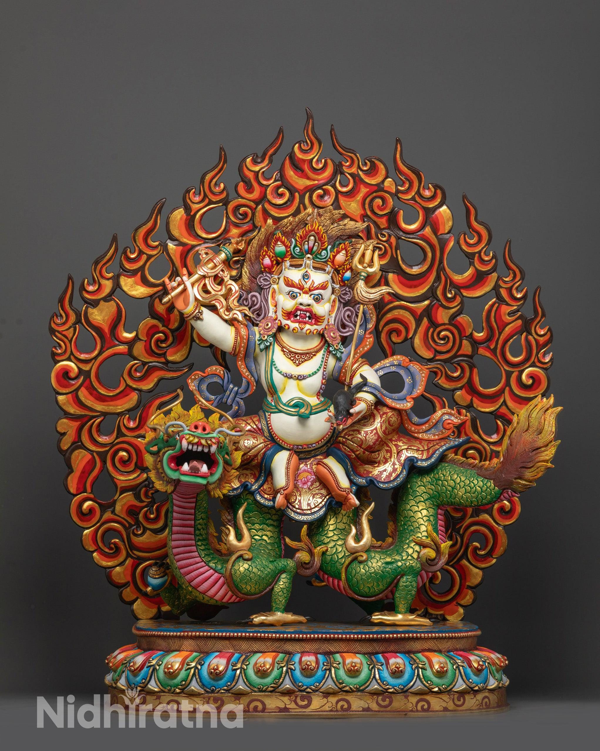 置物 DZONGKHA Nepalese White Dzambhala Statue | God of Prosperity - Etsy