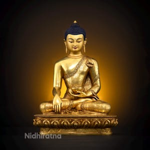 Handmade Buddha Shakyamuni Statue | Nepal Buddhist Art | Spiritual Home Decor | 24k Gold Gilded Masterpiece craft