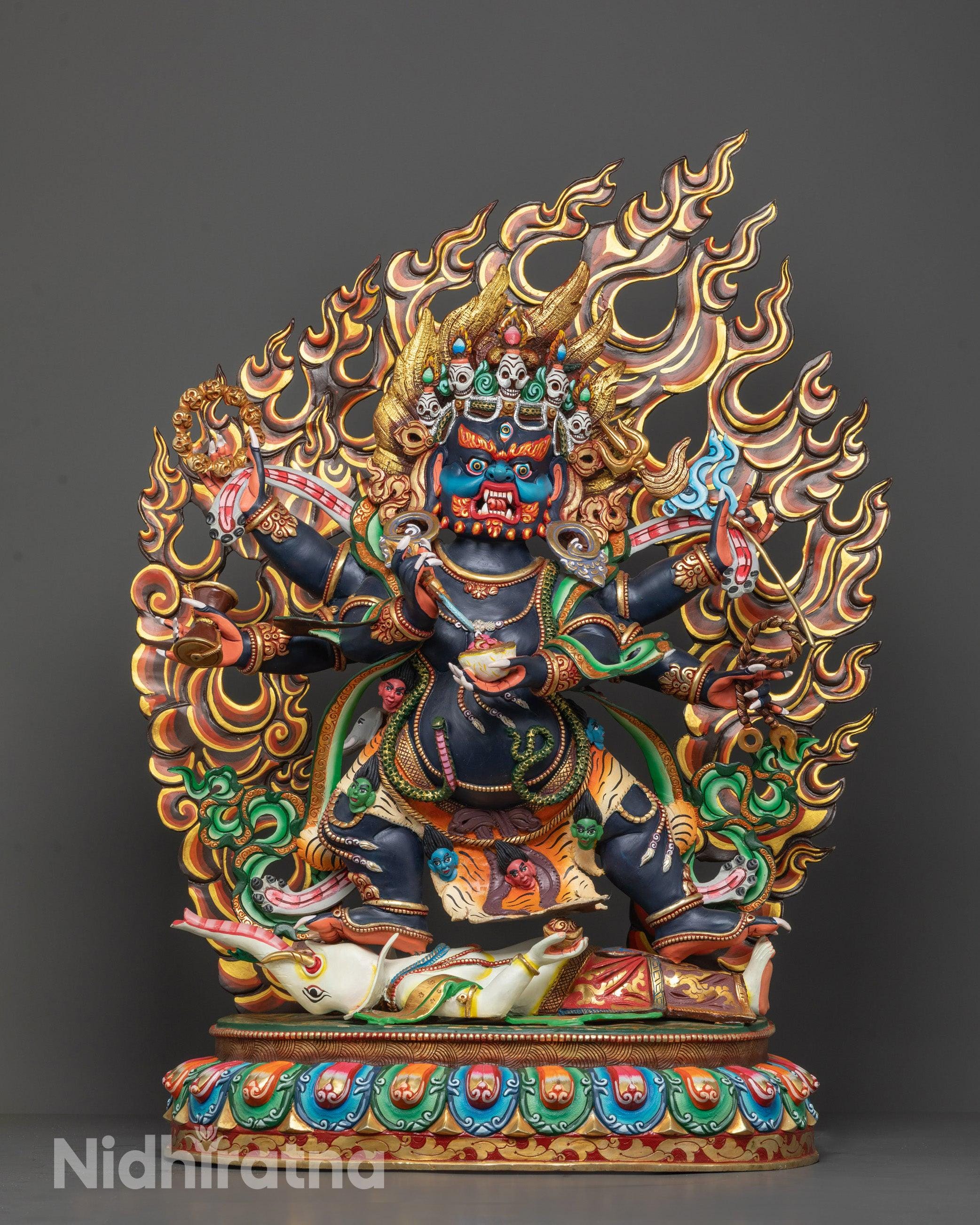 Colored Six Armed Mahakala Statue | Buddhist Protector Statue - Etsy