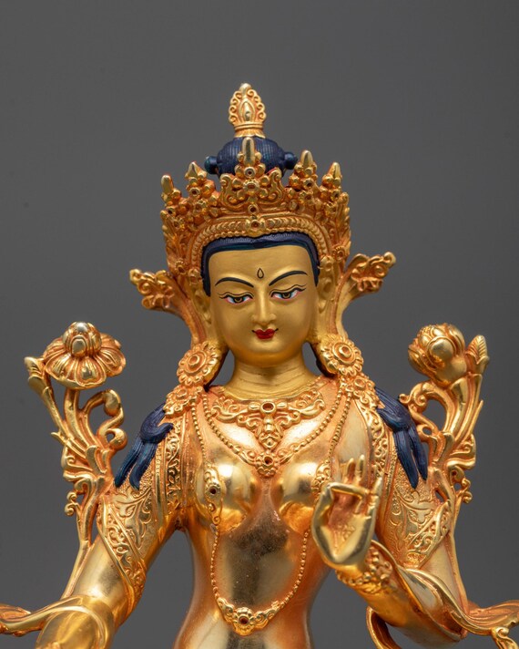 祝福された緑ターラー像 | チベット仏教の慈悲の女神 - Etsy 日本