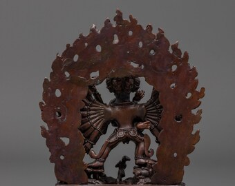 ヤマタカ 壁掛けマスク チベット仏教 古銅製 時代物 酸化銅のヤマンタカ像：チベット仏教の守護神 - Etsy 日本