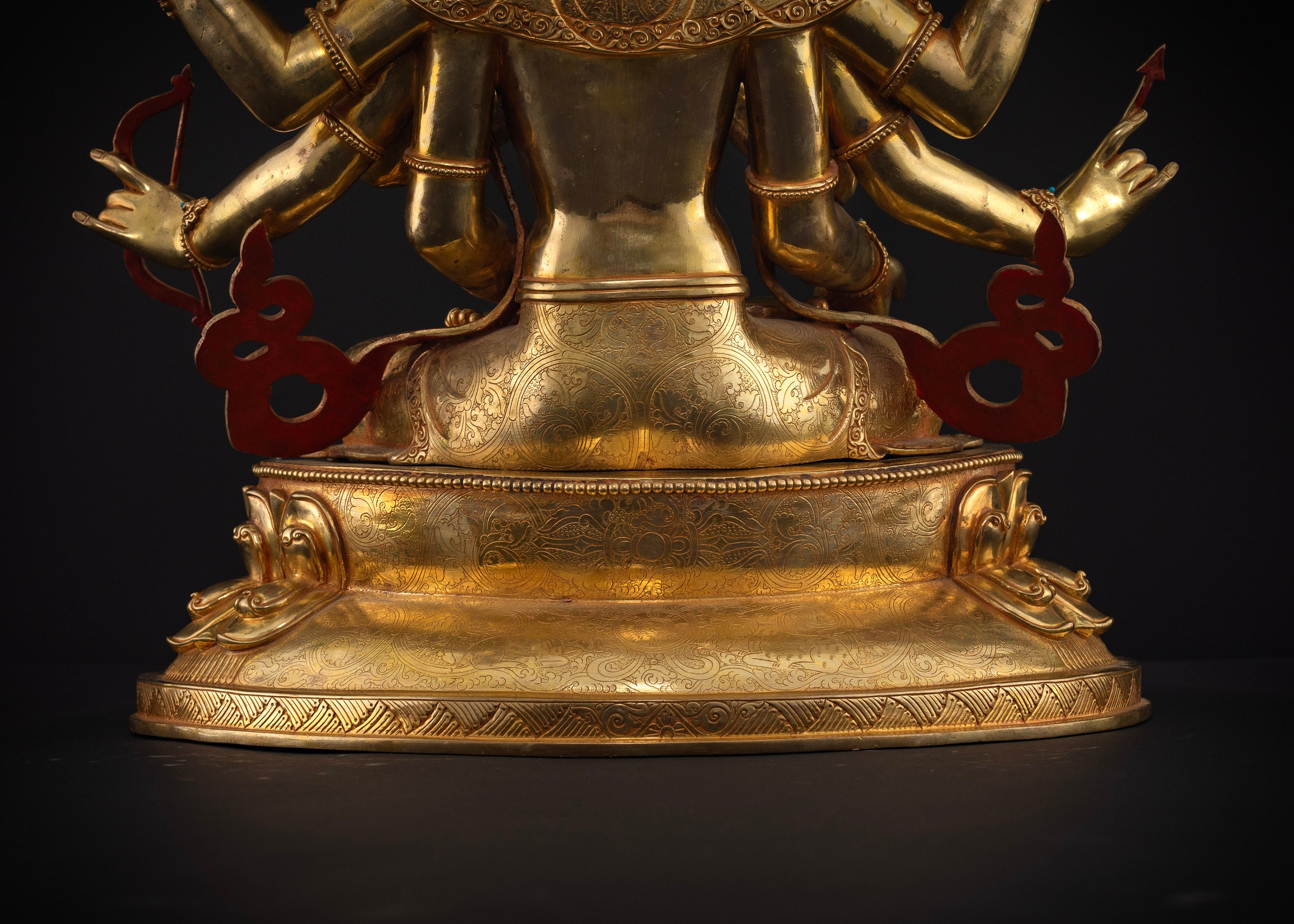 Three-faced Namgyalma | Goddess of Victory Handmade Gold Statue