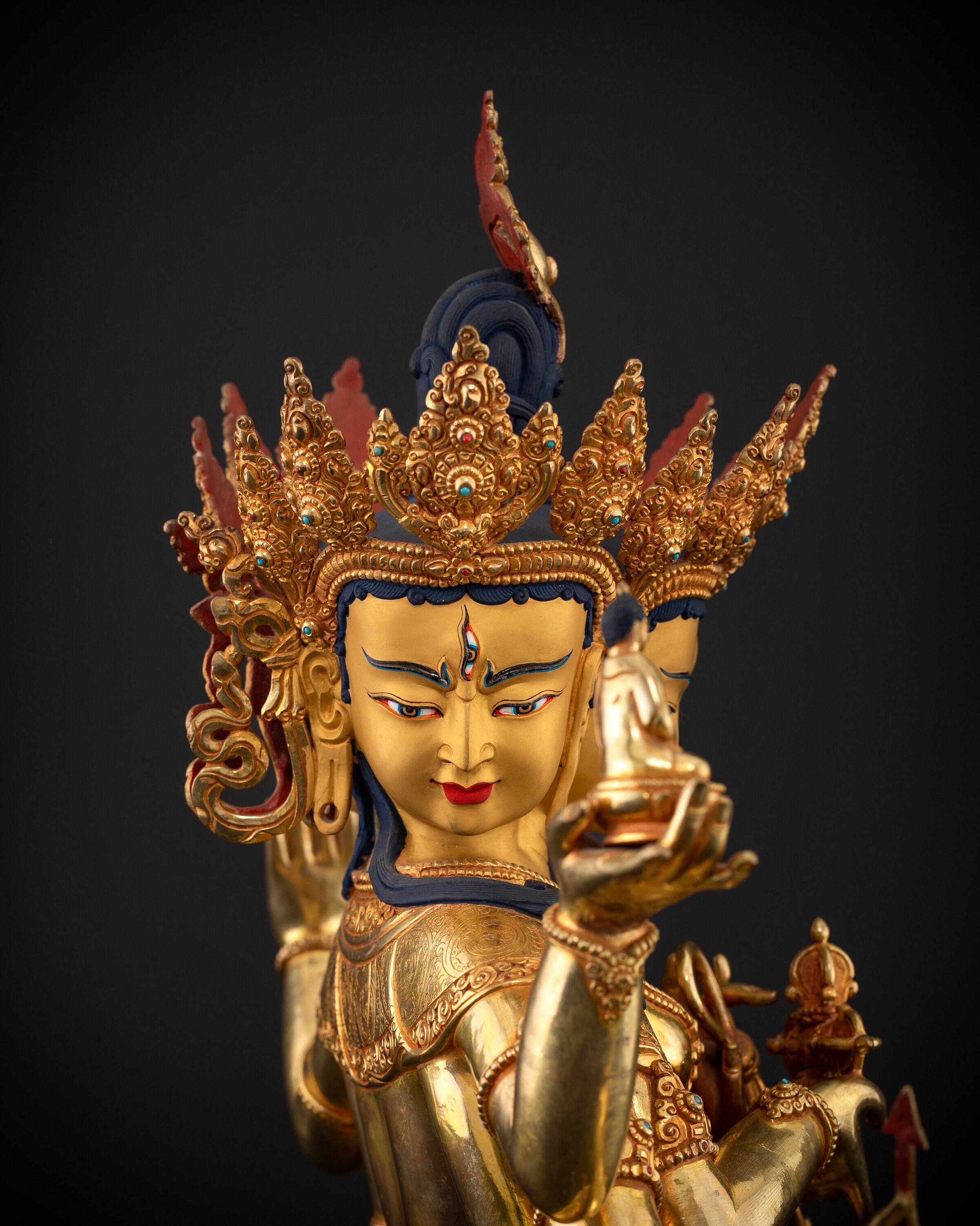 多腕の金属製神像Gold Plated Namgyal Statue 多腕の金属製神像Gold Plated Namgyal Statue 美術品