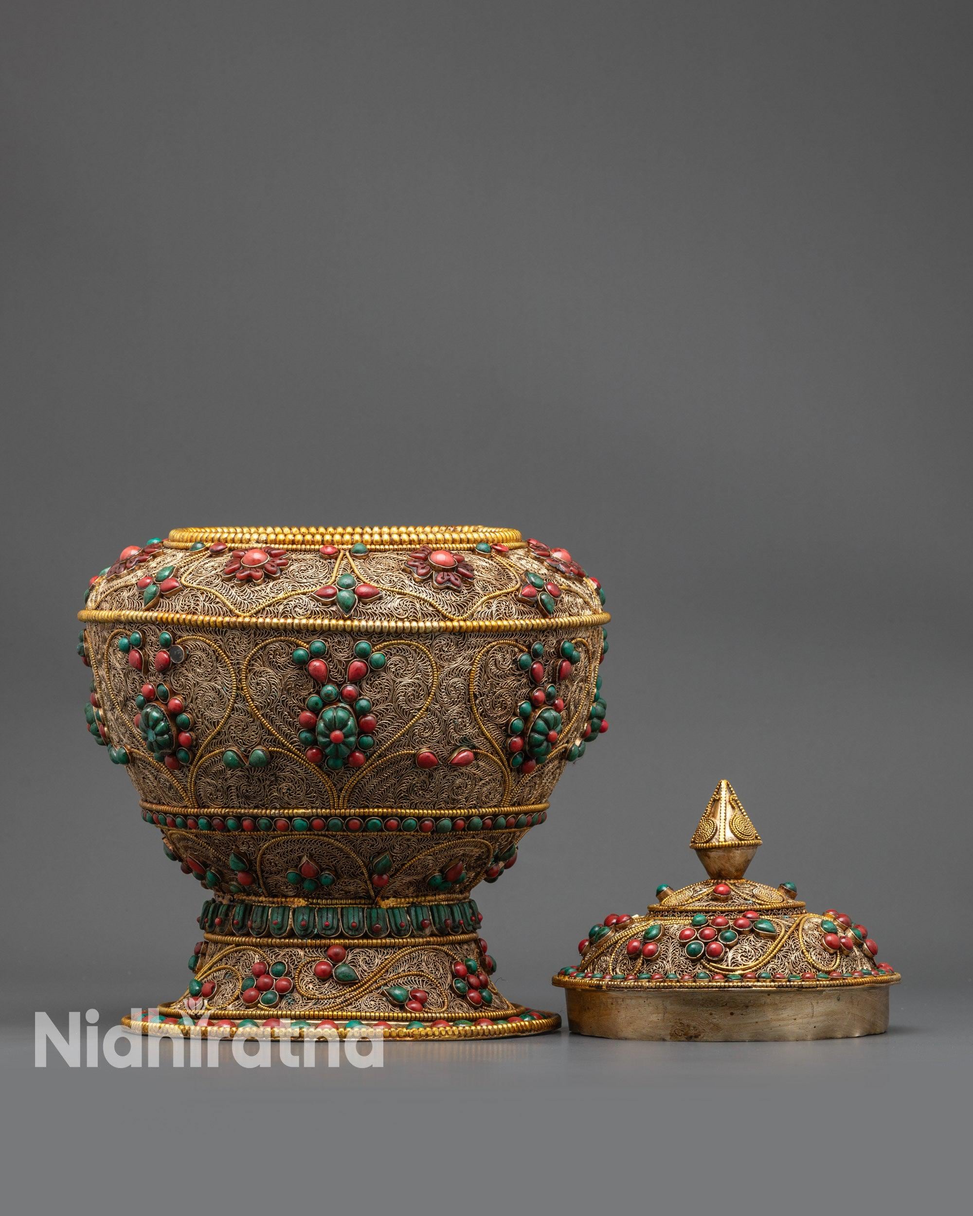 Neshi Rice Pot | Handcrafted Tibetan Copper Ritual Pot for