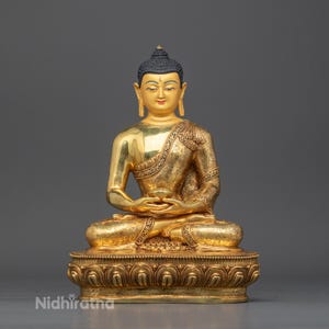 Handmade Amitabha Buddha Statue from Nepal | Artisan Crafted Spiritual Decor | 24K Gold Coated Statue
