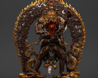 Estatua de Chakrasamvara hecha a mano de Nepal / Deidad tántrica tibetana, escultura espiritual para meditación y rituales