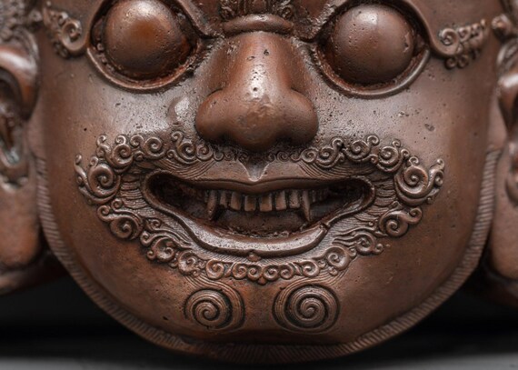 Fierce Mask of Bhairav | Sacred Himalayan Protector Mask for Altar