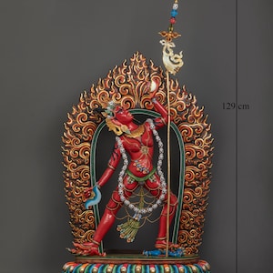Handmade Red Vajrayogini Statue: Copper Buddhist Art from Nepal (50.7&quot;)