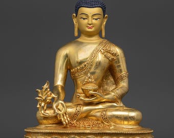 Bhaisajyaguru Medicine Buddha Statue | Nepalese Ritual Artwork